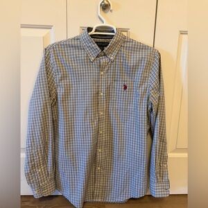 Polo by Ralph Lauren Men's Blue and White Plaid Shirt